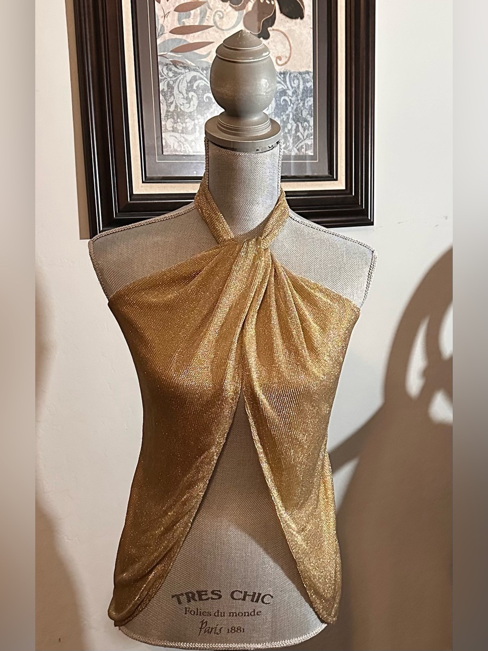 12th Tribe Moonlit Kiss Gold Lurex Halter Top - Picture 2 of 13